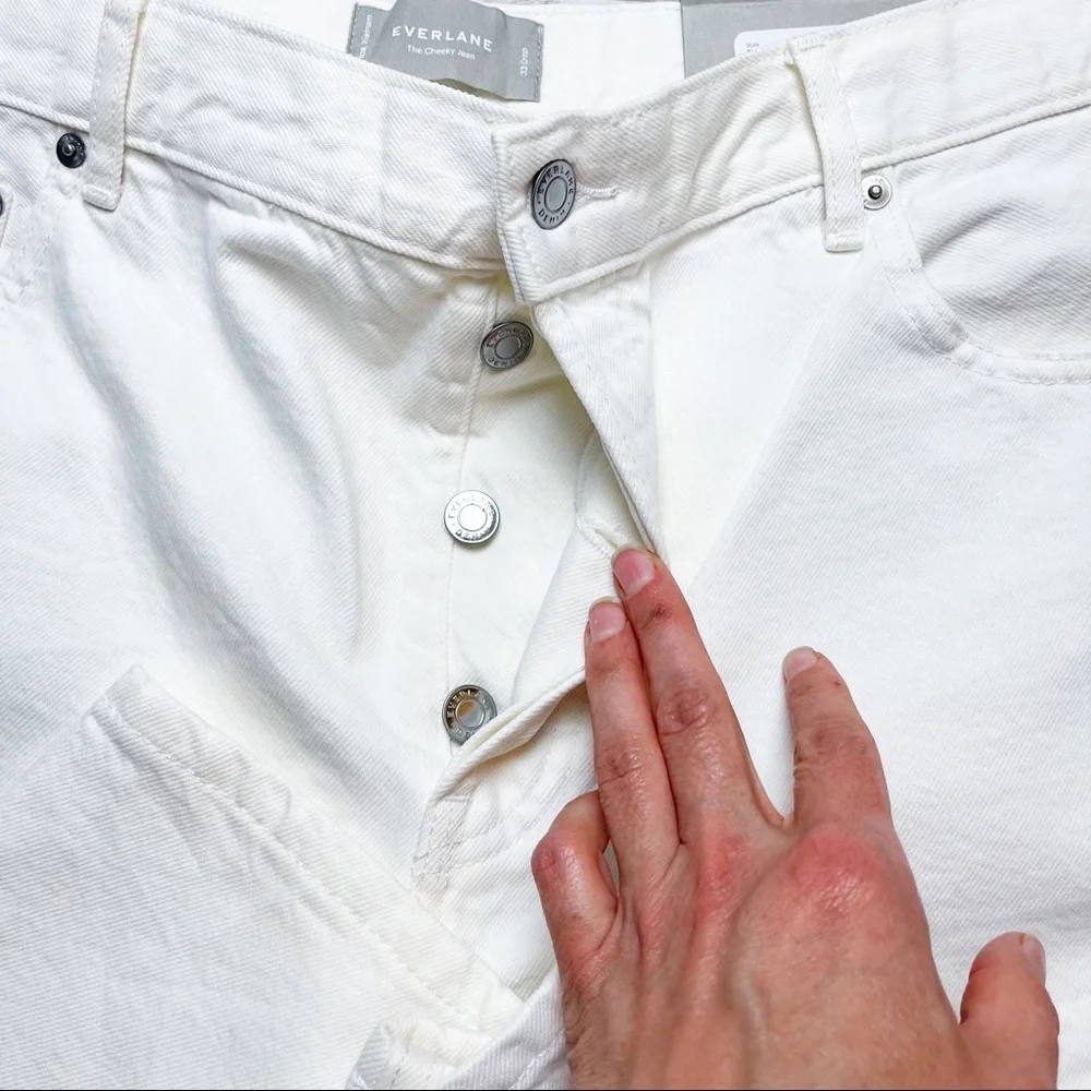 Everlane The 90’s Cheeky Jean White Bone High Rise 33 Ankle Crop Petite - Picture 5 of 8